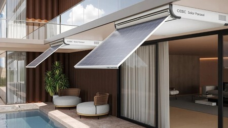 Parasol con placas solares